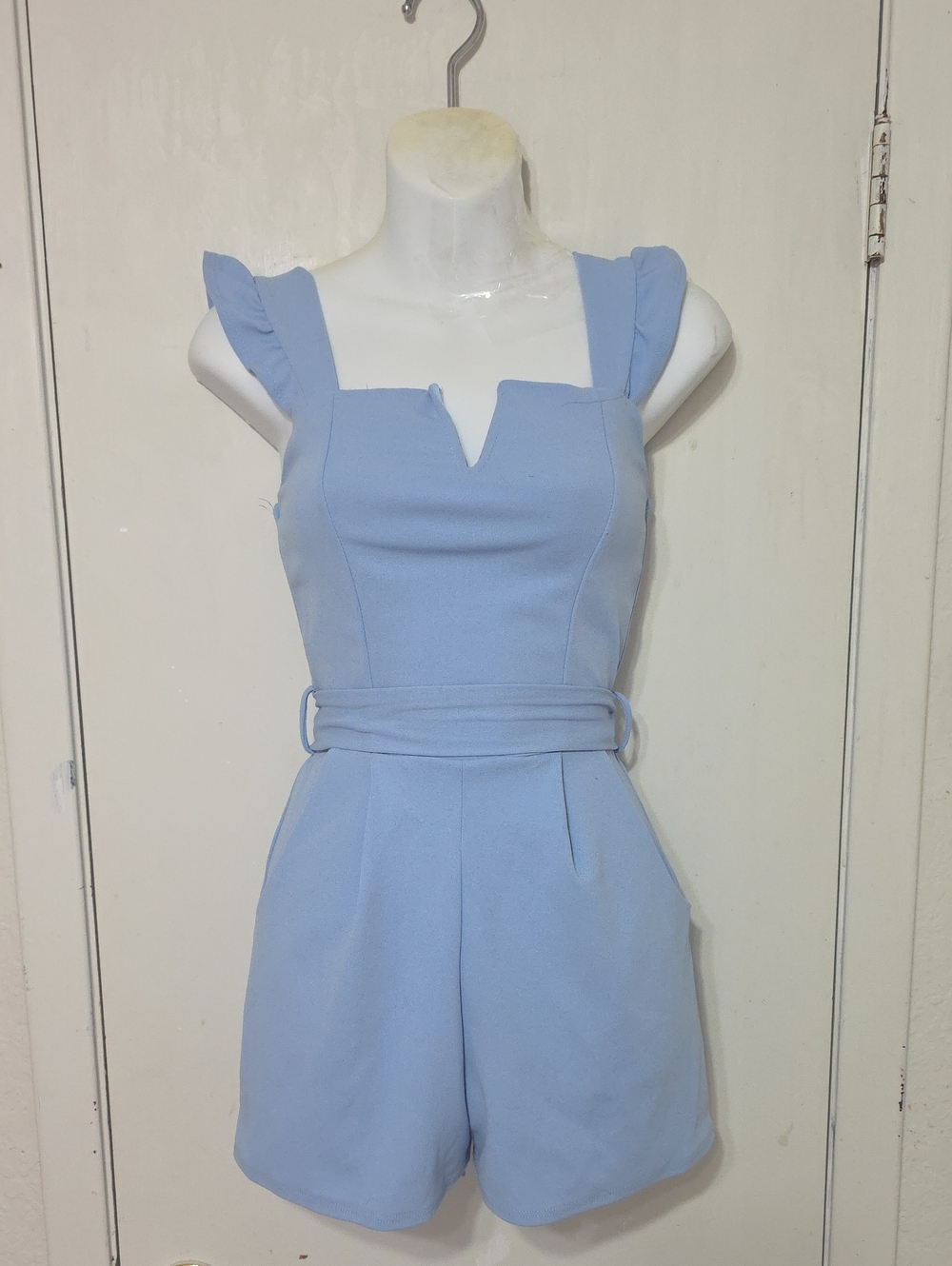 Mm Mm Mm Blue Sleeveless Pull-Up Jumpsuit Romper Size XS Made In Usa (Stretchy)